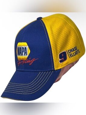 NAPA Auto Parts Chase Elliott #9 NASCAR Racing Hat Blue Yellow Ebroidered Velcro
